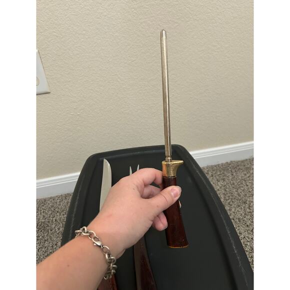 Englishman Blade Knife Set Vintage 3 Pieces Steel Cutlery Serving Sharpener - Picture 10 of 13